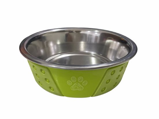 Anipro Hermosa - Метална купа за кучета и котки за вода и храна, зелена 14 см, 0.4 литра